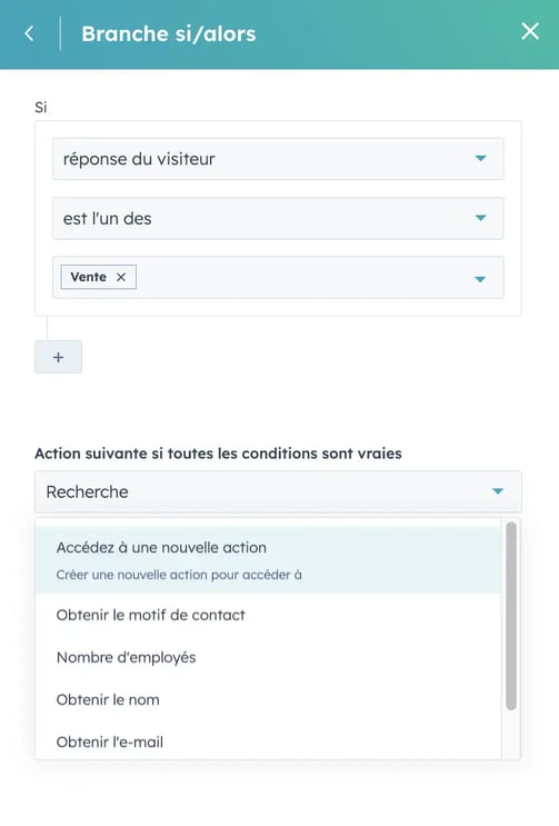 chatbot conditionnel hubspot