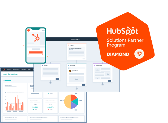 Interface HubSpot CRM — Dashboard Lead Generation et outils marketing