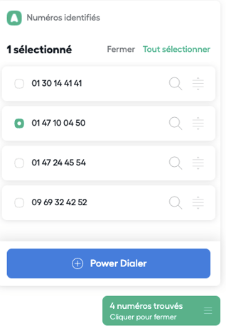 Power Dialer Aircall : numérotation automatique des numéros identifiés