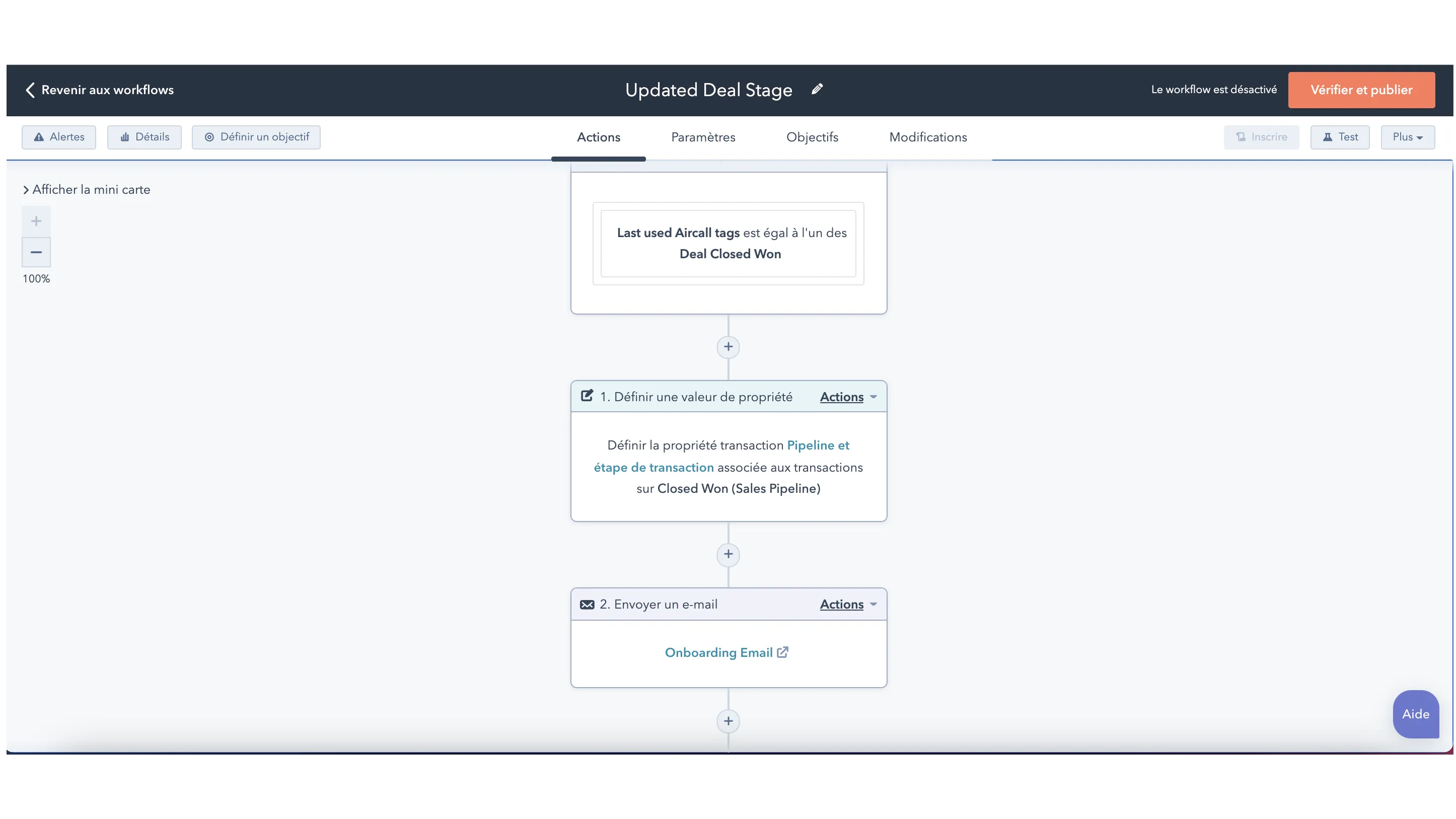 Automatisation des tâches Aircall via les workflows HubSpot